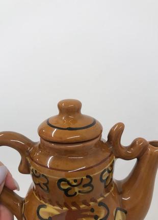 Чайник глина керамика для чая цветы винтаж5 фото