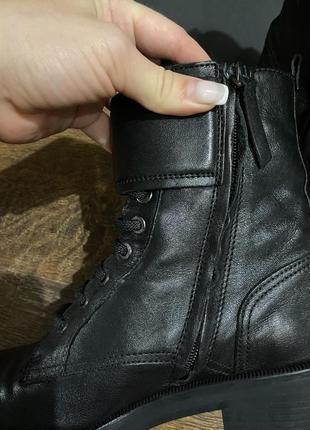 Чорні шкіряні черевики ботінки беручи massimo dutti кожаные ботинки на шнуровке моторки на молнии берцы4 фото