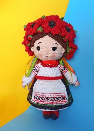 Кукла украиночка, вязаная интерьерная игрушка ручной работы