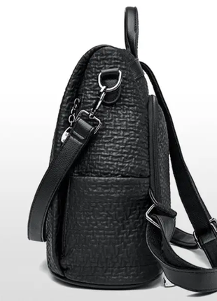 Женский кожаный стильный черный  рюкзак портфель ранец женская сумка 2в1 кенгуру7 фото