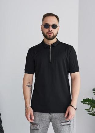 Поло с замочком топовое качество. черная и белая. s,m,l,xl,xxl,xxl