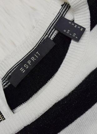 Белый фирменный лонгслив реглан свободный легкий свитер тонкая вязка в полоску4 фото