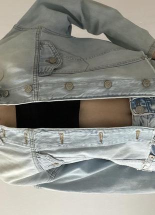 Джинсовка вкорочена джинсова куртка жіноча нова с хс кофта на гудзиках з карманами6 фото