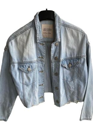 Джинсовка джинсова куртка вкорочена кофта на гудзиках з карманами