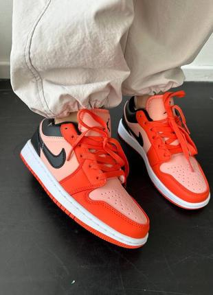 🏵️🖤nike air jordan 1 low orange black🖤🏵️ кросівки жіночі найк джордан, жіночі кросівки джордан низькі, кроссовки женские джордан2 фото