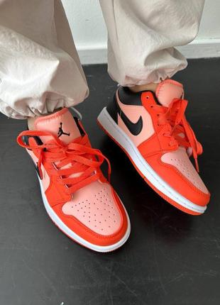 🏵️🖤nike air jordan 1 low orange black🖤🏵️ кросівки жіночі найк джордан, жіночі кросівки джордан низькі, кроссовки женские джордан3 фото