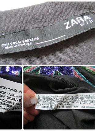 Крута стильна модна футболка оверсайз з написом, вишивкою та паєтками zara оригінал10 фото