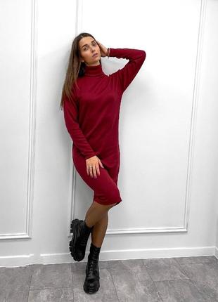 Женское теплое платье миди гольф осень зима деми