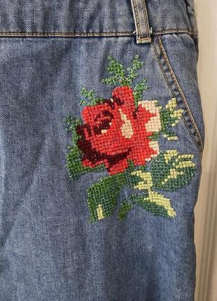 Джинсовий комбінезон спідниця з вишивкою denim 14 size2 фото