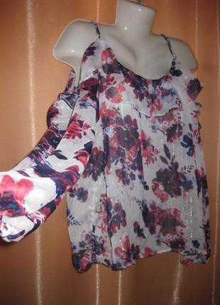 Легкая нарядная блузка с длинным рукавом с вырезами на плечах 20uk colours большой размер