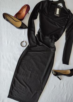Платье черная миди от prettylittlething1 фото