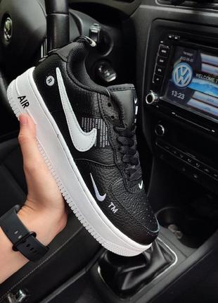 Кроссовки nike air force 1 мужские найк аир форс 1 чёрные nike force кожа nike air max чоловічі літні