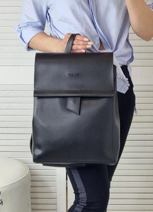 Женский стильный, качественный рюкзак-сумка для девушек из эко кожи черный5 фото