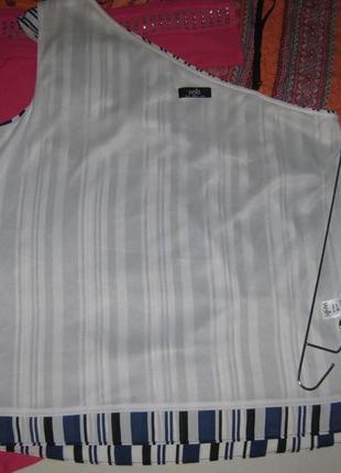 Нарядная полосатая майка блузка топ с рюшами оборкой на одно плечо 16uk wallis км1792 большой размер2 фото