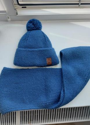Зимний комплект шапка+шарф хомут на подростка