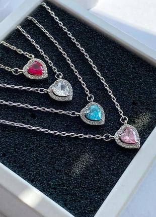 Серебряное колье сердце