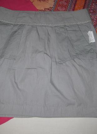 Хлопок100% юбка серая короткая котоновая 10uk esprit км1793 с двумя удобными карманами по бокам2 фото