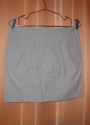 Хлопок100% юбка серая короткая котоновая 10uk esprit км1793 с двумя удобными карманами по бокам5 фото