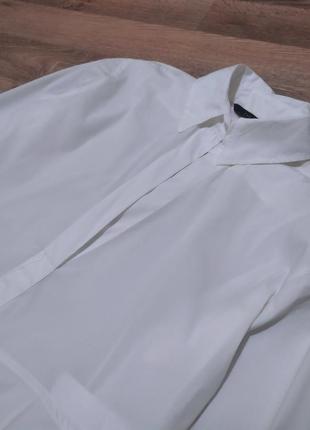 Белая женская рубашка zara,асеметрическая удлиненная рубашка-платье3 фото