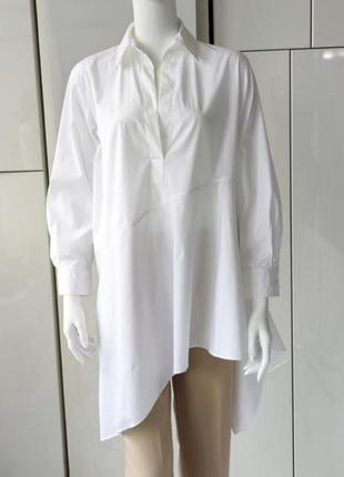 Белая женская рубашка zara,асеметрическая удлиненная рубашка-платье8 фото