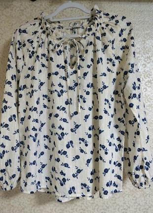 Актуальная блузка блуза рубашка вышиванка цветочный принт бренд tu women, 14