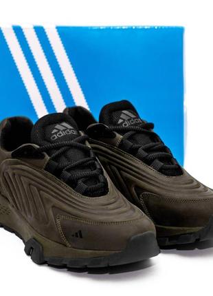 Шкіряні кросівки adidas олива