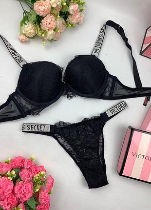 Комплект білизни victoria's secret зі стразами мереживо1 фото