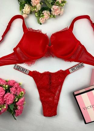 Комплект білизни victoria's secret зі стразами мереживо2 фото