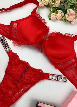 Комплект білизни victoria's secret зі стразами мереживо5 фото