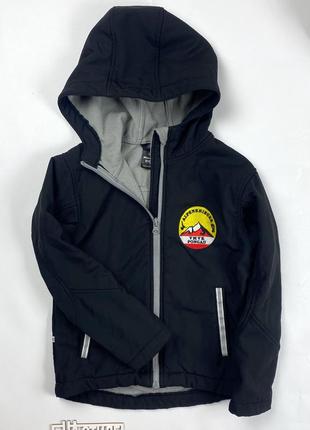 Термо куртка ветровка на флисе девочка черная 6-8роков