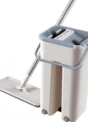 Швабра - лентяйка с ведром и автоматическим отжимом 2 в 1 hand free cleaning mop yt-200 5 л. цвет: белый