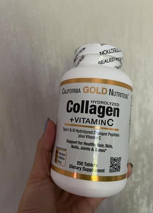 Вітаміни для краси і молодості колаген 1 і 3 тип 250 таблеток колаген в таблетках  з вітаміном с