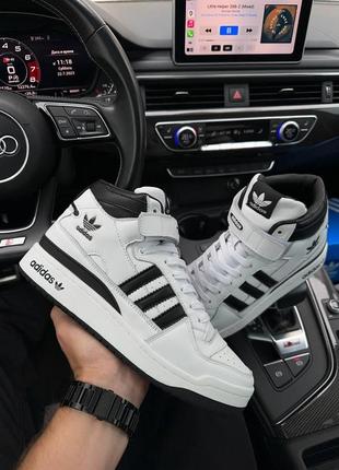 Чоловічі кросівки adidas forum high 84 black white2 фото