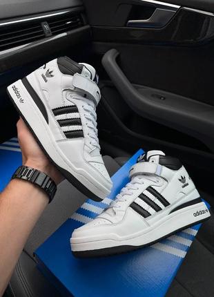 Чоловічі кросівки adidas forum high 84 black white4 фото