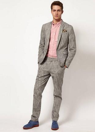 Дешево легкі чоловічі завужені брюки льон світло сірі від m＆s 33p.