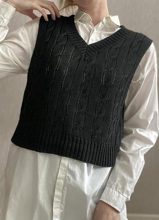 Джемпер жилетка вʼязана чорна кофта h&m zara primark shein george6 фото