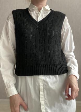 Джемпер жилетка вʼязана чорна кофта h&m zara primark shein george
