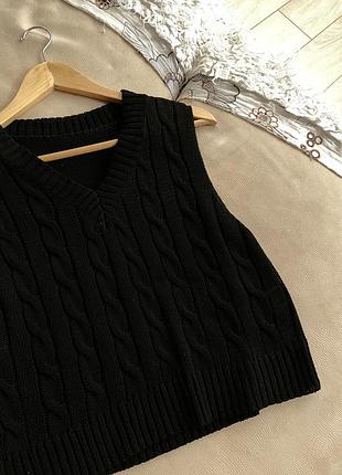 Джемпер жилетка вʼязана чорна кофта h&m zara primark shein george3 фото