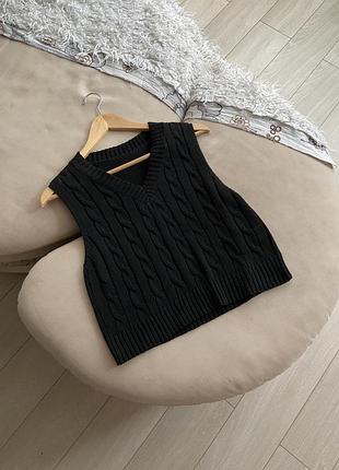Джемпер жилетка вʼязана чорна кофта h&m zara primark shein george2 фото