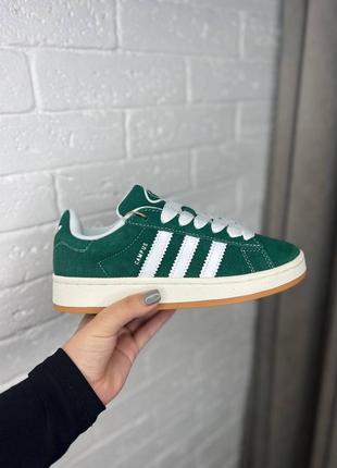 Женские кроссовки adidas campus green white2 фото