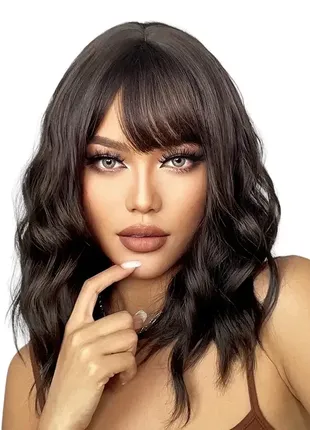 Перука natural dark brown, натуральне синтетичне волосся dc210