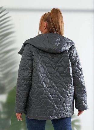 Стильная стеганная демисезонная женская куртка большого размера, батал2 фото