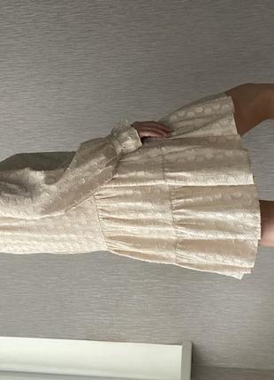 Сукня плаття міні бежева біла з рукавами h&m4 фото