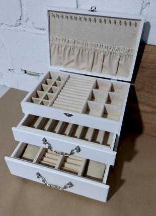 Скриня для прикрас | "classic white" | tm wooden organizer4 фото