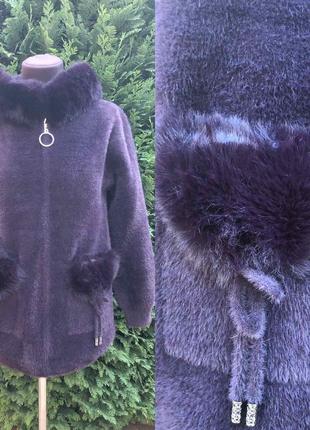 Пальто альпака туреччина 🇹🇷 з хутром9 фото