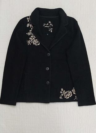 Жакет, вовна 💯,  вишивка, чорний