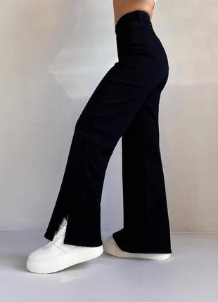 Джинси фларе кльош труби палаццо котон висока кюлоти кльош посадка кльош джинсові штани прямі широкі брюки розрізи