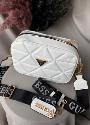 Сумка в стиле guess / guess puff white / повседневная сумочка9 фото