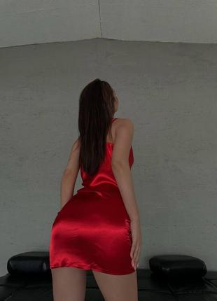 Сукня плаття комбінація шовк шовковий коротке міні на бретелях бретельки зав‘язка шнурівка бра по фігурі облягаюче відкрита спина2 фото