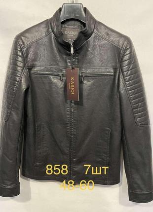 Куртка чоловіча екошкіра 48-60 арт.1600, колір чорний, міжнародний розмір l, розмір чоловічого одягу (ru) 48